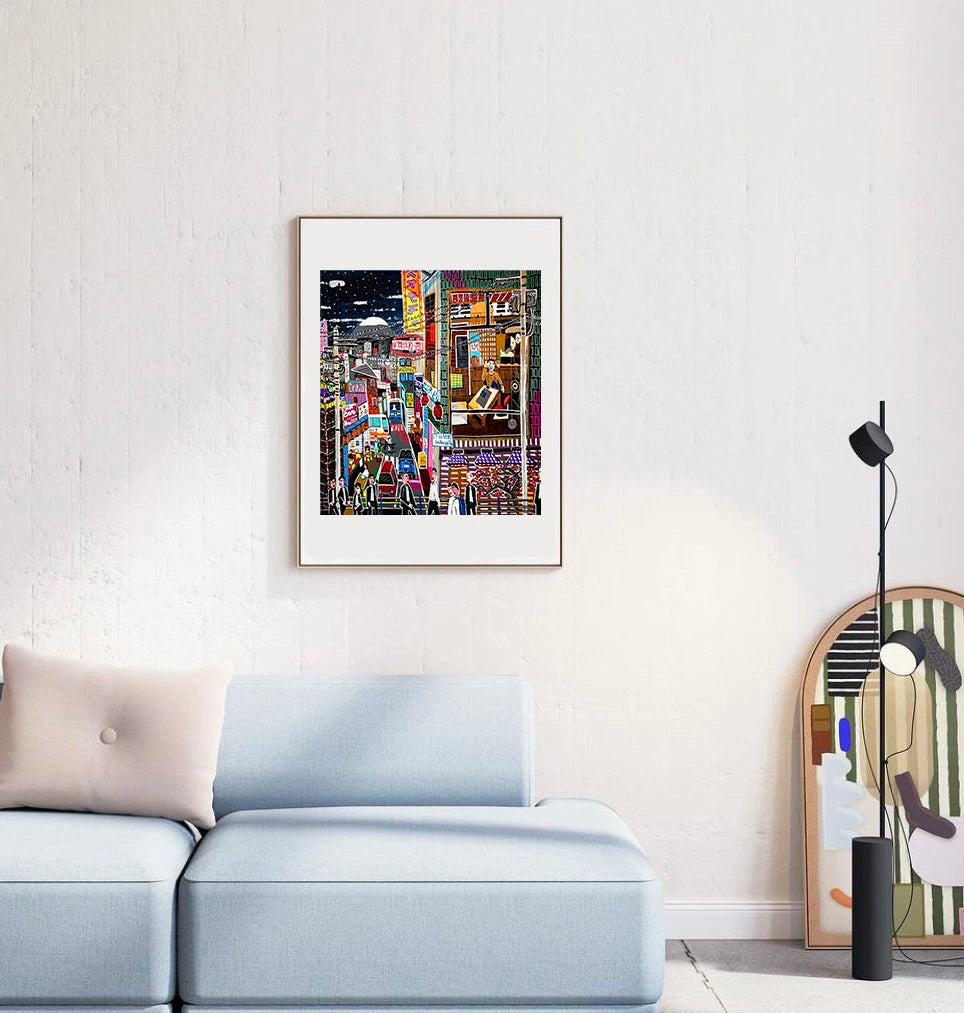 Artwork Haruki Murakami in his listening room in Tokyo