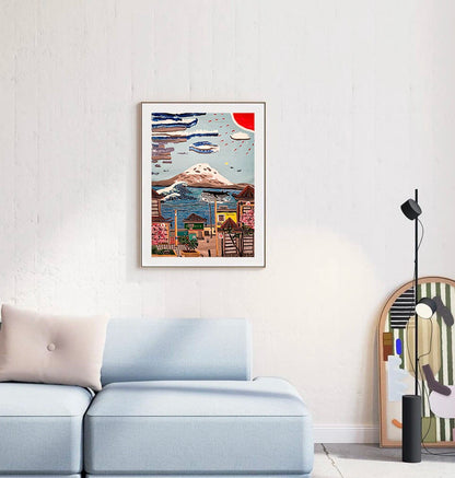 Artwork Mount Fuji and Hokusai Wave